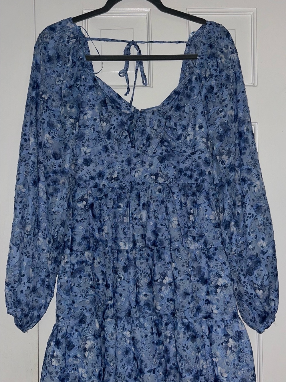 Blue Floral Long Sleeve Dress